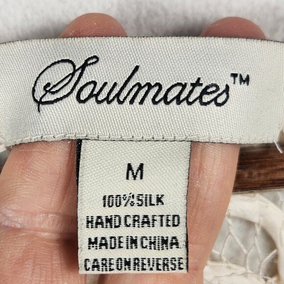 Soulmates Women's Silk Cream Lace Cardigan Women’s SZ M EUC - Picture 3 of 13